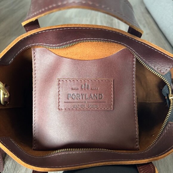 Portland Leather Goods (PLG) Medium Crossbody Zipper Tote in Cognac - Picture 10 of 14